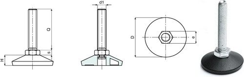 Pata con tornillo de rosca