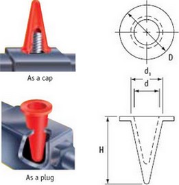 Tapones/capuchones cónicos para altas temperaturas