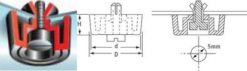 Pata remachable extraíble