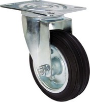 Ruedas industriales - neumático de caucho negro con plato giratorio de acero