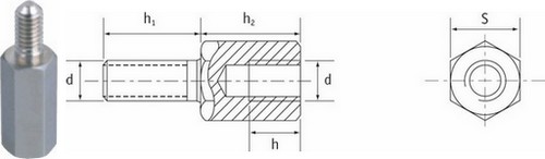 Soporte hembra/hexagonal macho