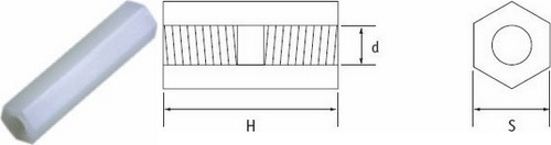 Soporte hexagonal hembra/hembra