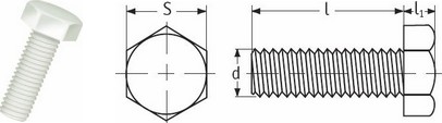 Tornillos de Cabeza Hexagonal - PVDF, PP