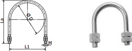 Abrazadera en U de acero circular según ČSN 130725